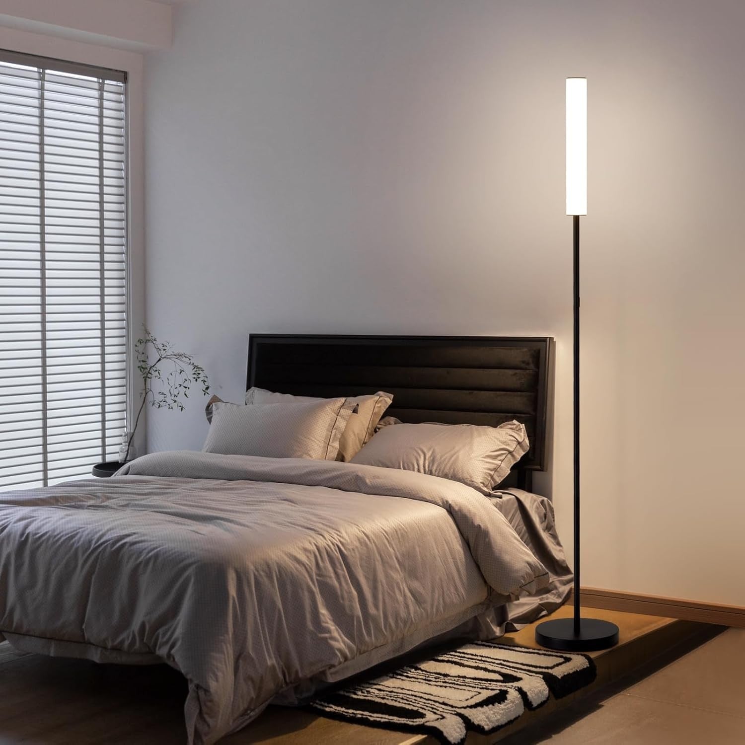 LED Floor Lamp Black Dimmable Standing Light Remote Touch 3 Colour Modes