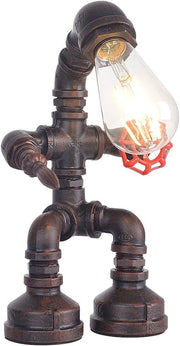 Rustic Industrial Steampunk Table Lamp Water Pipe Edison Bulb Desk Light
