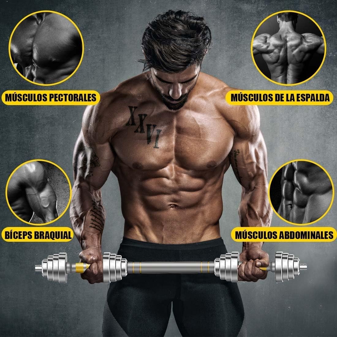 Adjustable Dumbbell Barbell Set 20kg 3-in-1 Steel Home Gym Weights