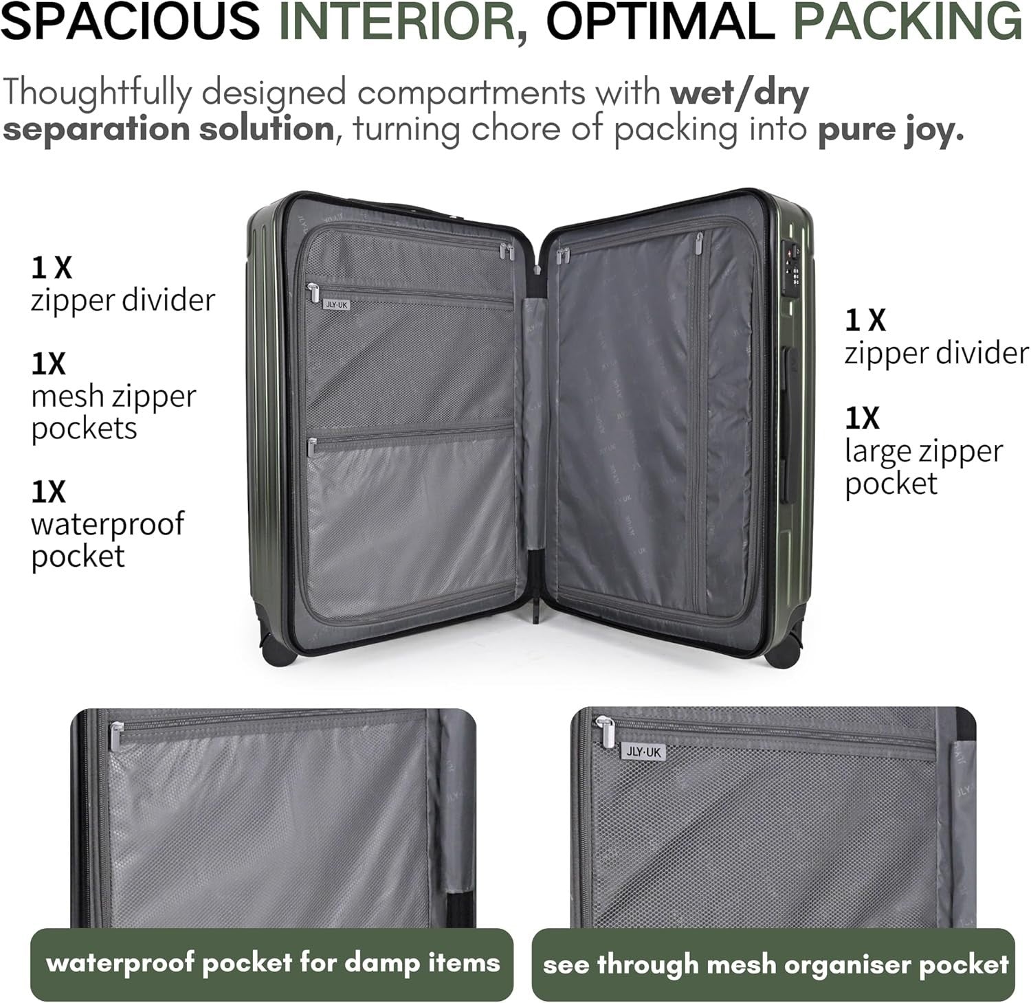 Medium Check In Suitcase Hard Shell TSA Lock Spinner Wheels Cupholder