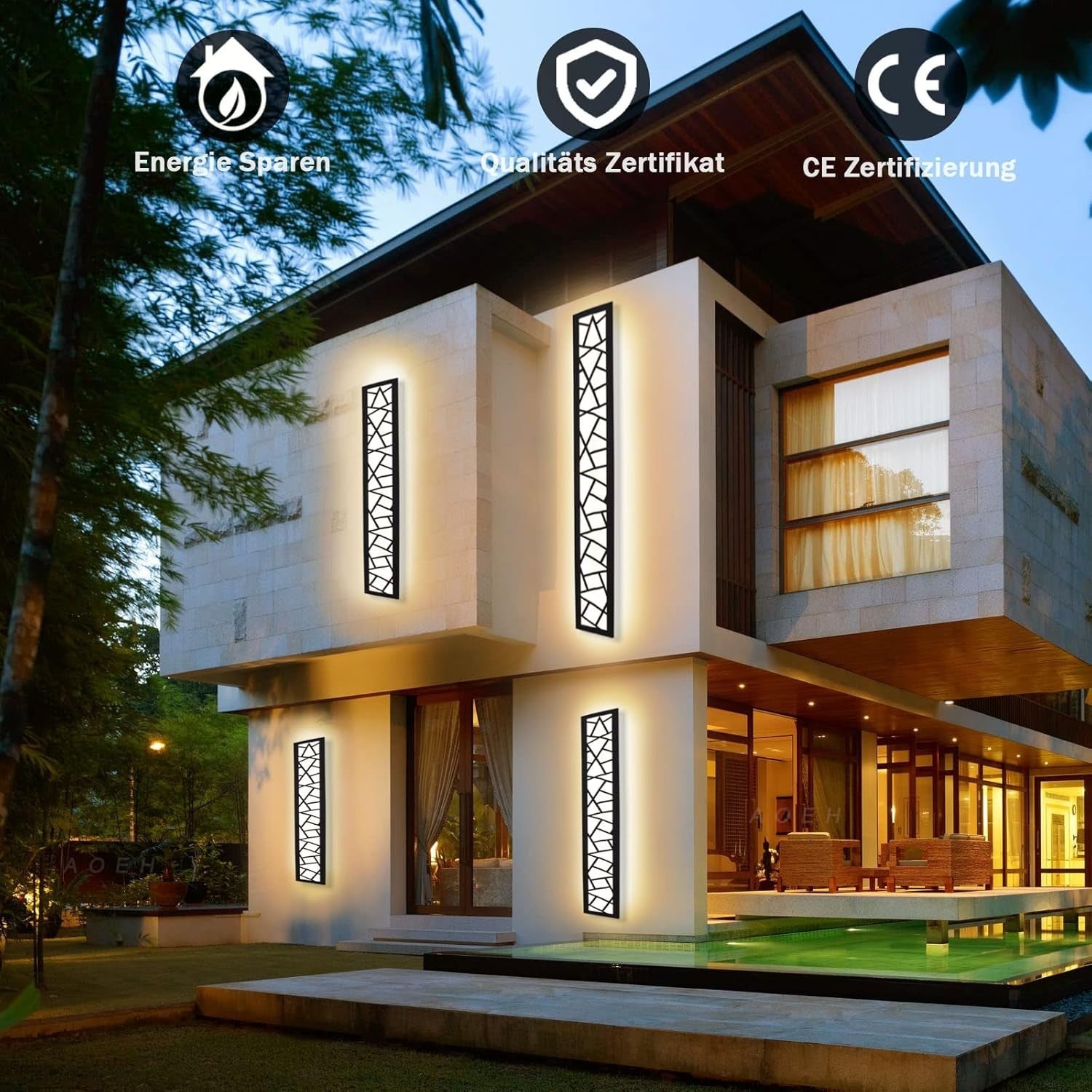 Waterproof LED Outdoor Wall Light IP65 Black Aluminum Porch Lamp 100cm