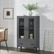 115cm Dark Grey Display Cabinet | 2 Glass Doors & 1 Drawer