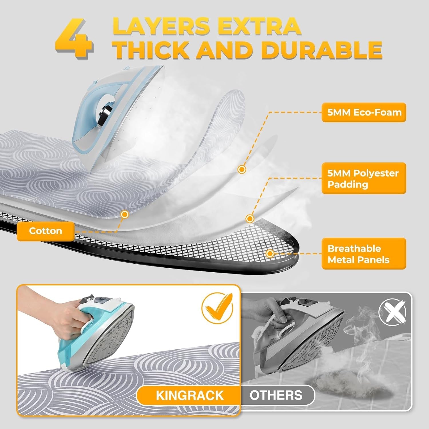 Extra Wide Ironing Board Height Adjustable Heavy Duty Foldable 135x46cm
