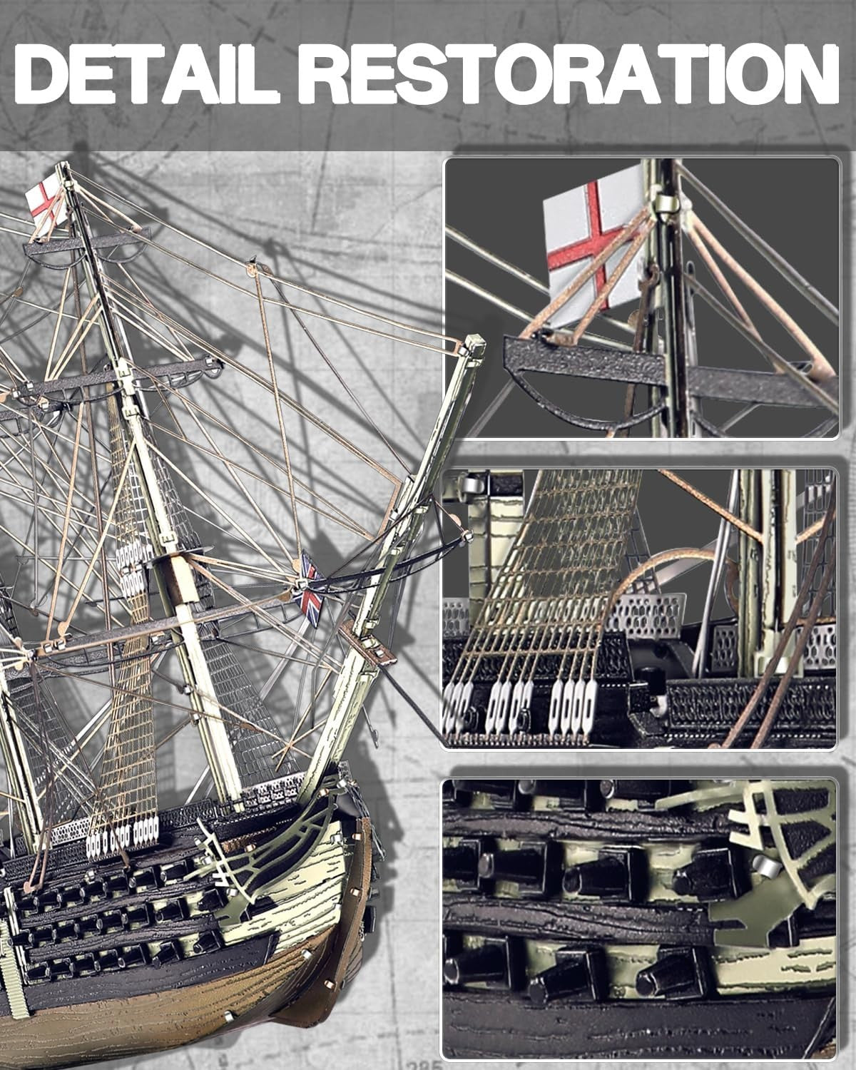 3D Metal HMS Victory Ship Model Kit Stainless Steel Puzzle 389PCS Gift