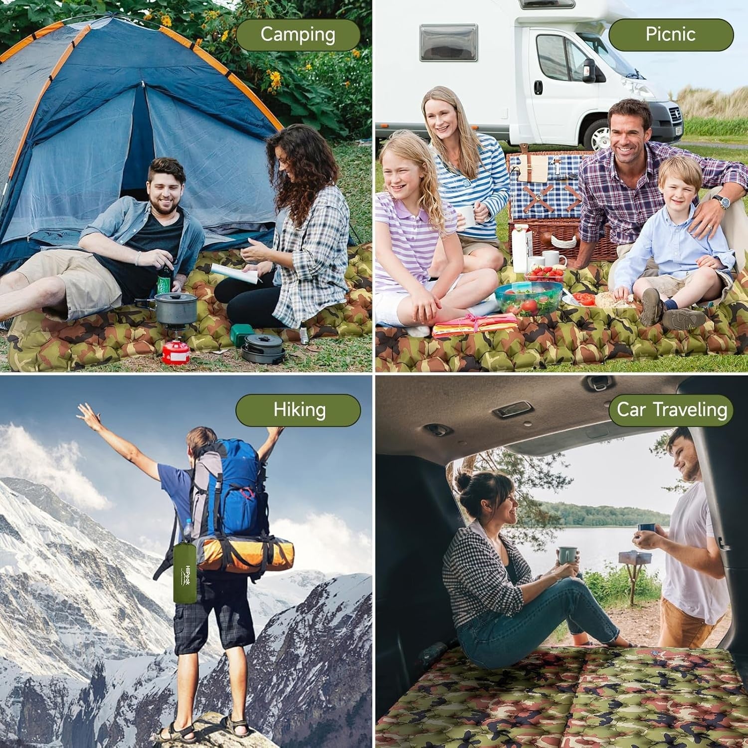 Ultralight Inflatable Camping Sleeping Pad with Built-In Foot Pump, Waterproof