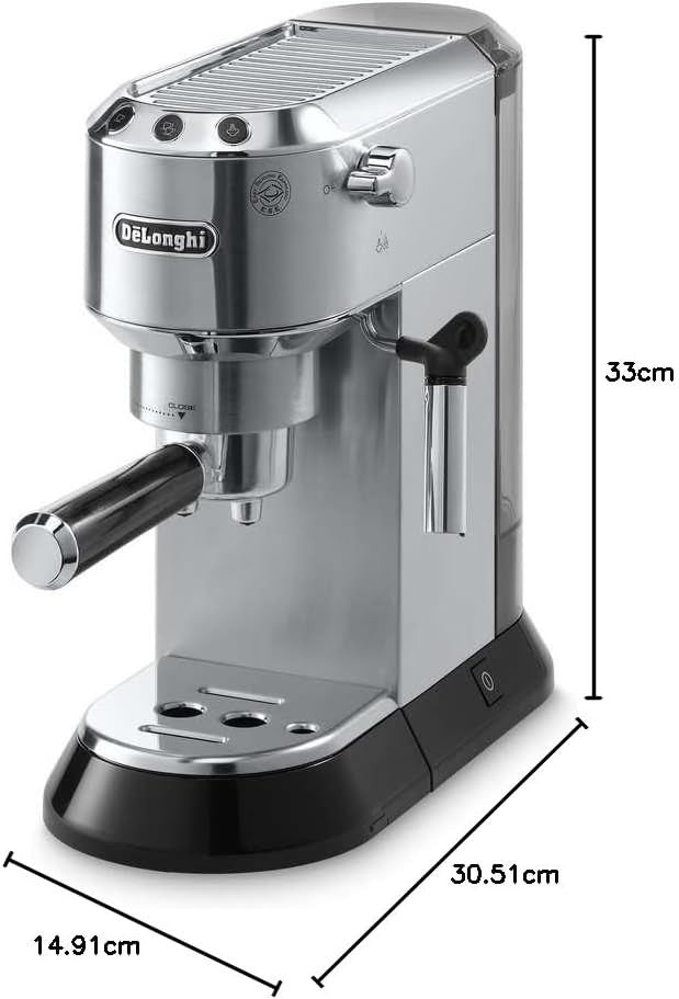 15-Bar Metal Espresso Machine with Milk Frother | Fast Heat-Up | Compact 1L