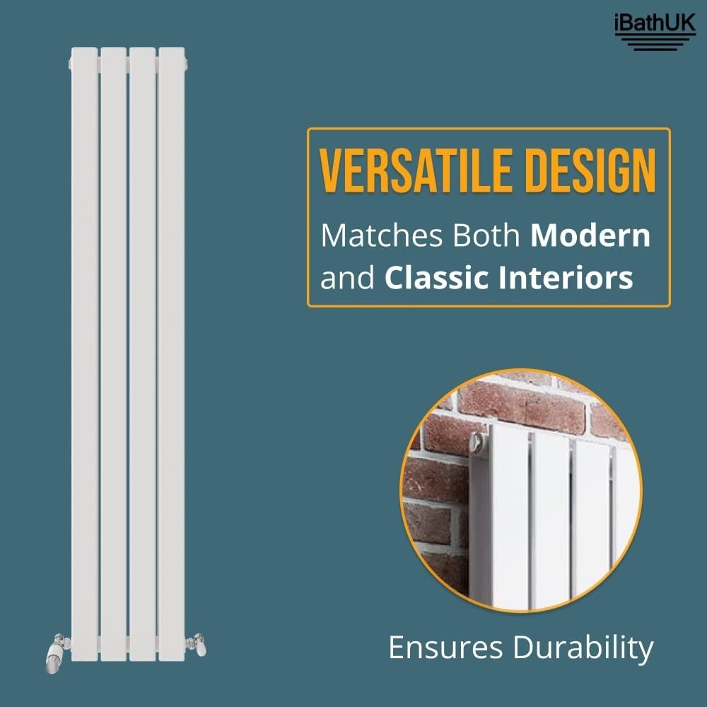 Slim Vertical Double Panel Radiator 1600x306mm White – Bathroom & Kitchen