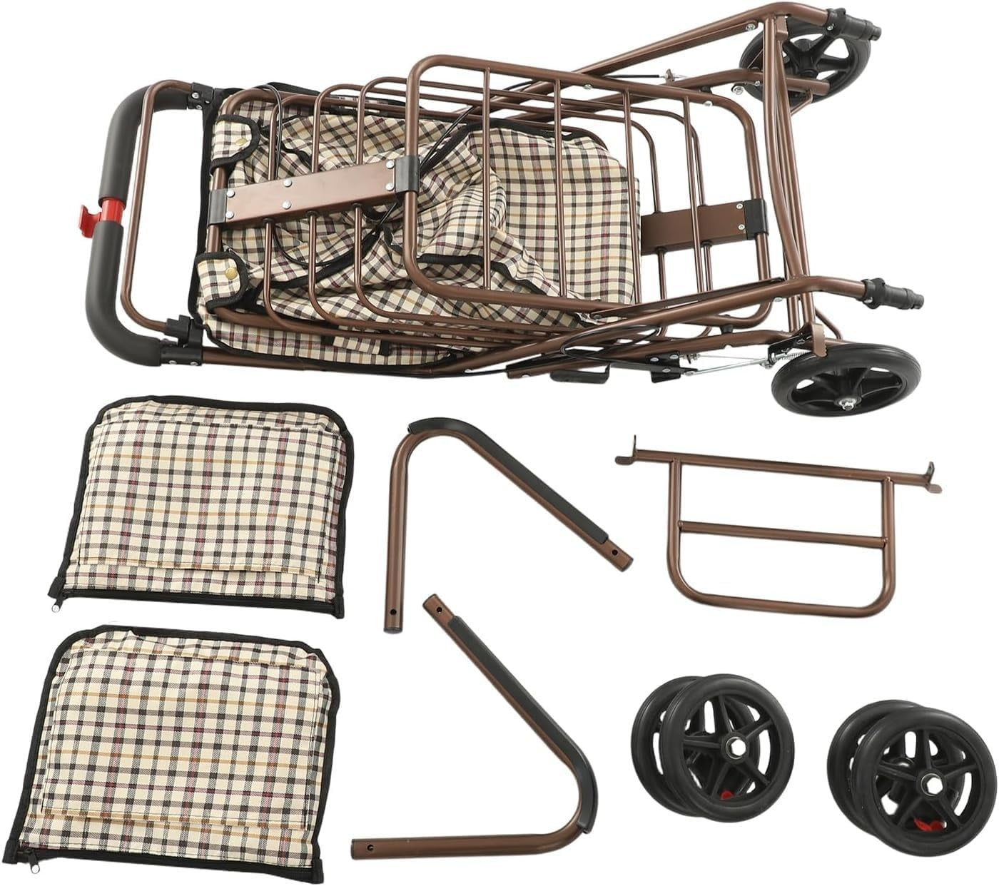 Foldable 4-Wheel Shopping Cart with Seat – Rollator Walker for Seniors