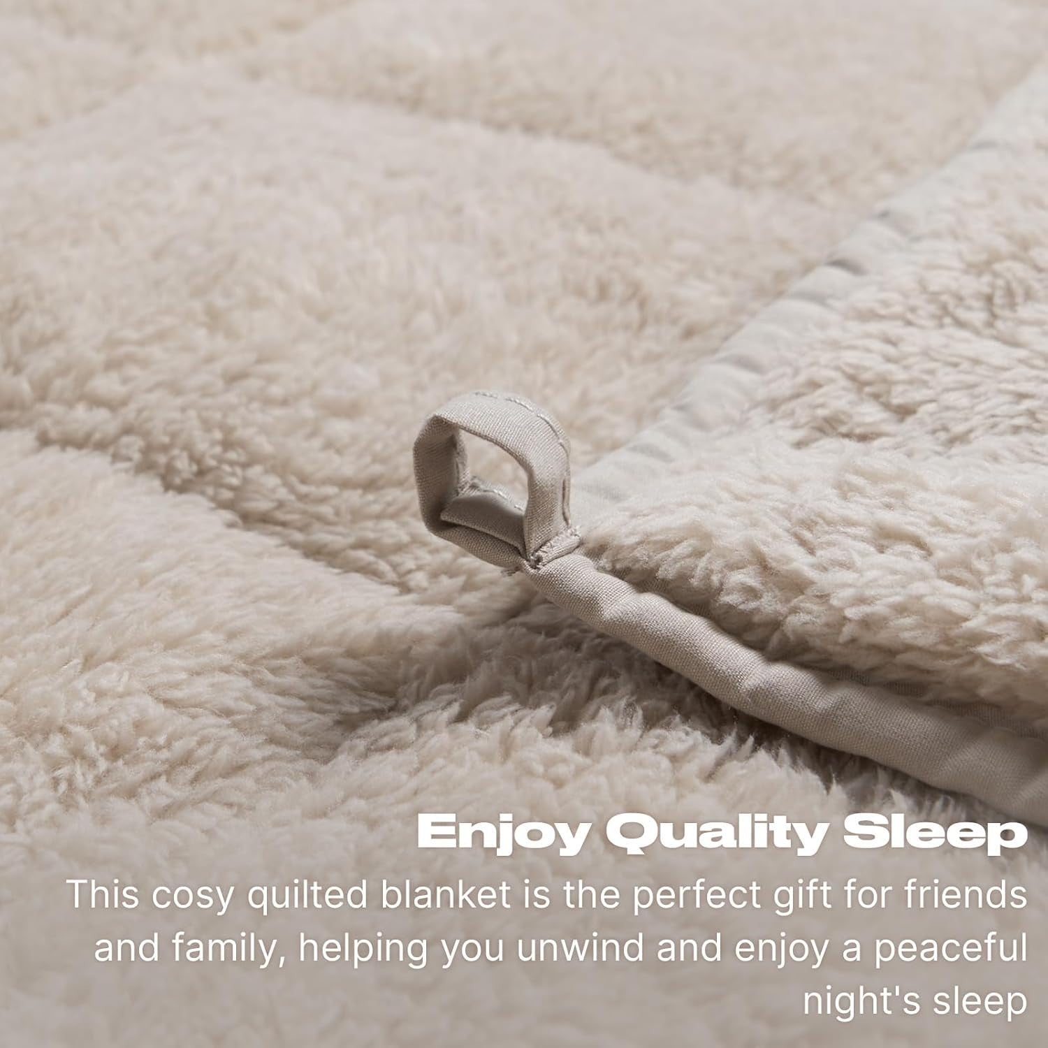 Teddy Fleece Weighted Blanket Natural 8kg 150x200cm Calming Comfort