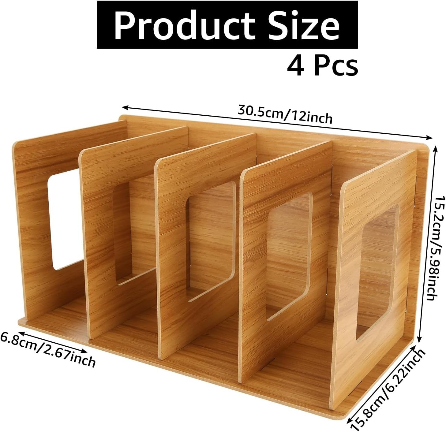 4 Pack Desktop CD DVD Storage Rack Shelf Organizer Wood Media Holder
