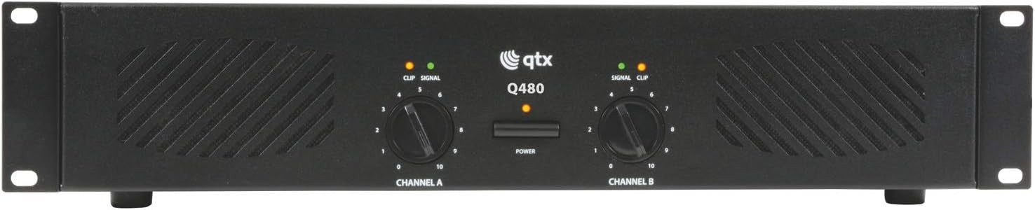 Q480 480W Stereo Power Amplifier 2U Rack-Mount Fan-Cooled DJ Stage