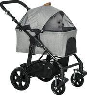 Dog Stroller Pushchair Foldable Pet Pram Detachable Carrier Shock Absorber