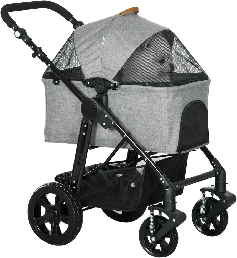 Dog Stroller Pushchair Foldable Pet Pram Detachable Carrier Shock Absorber