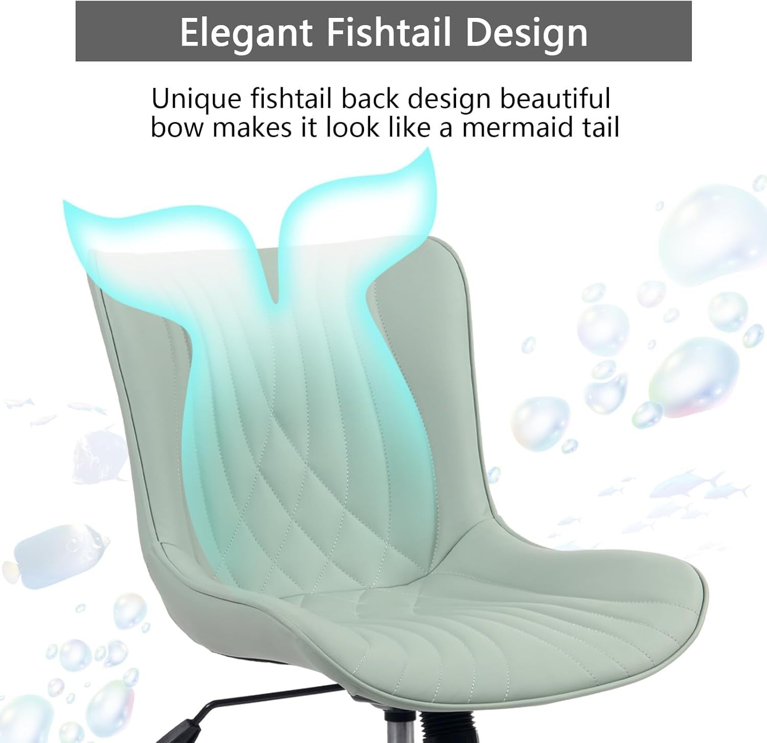 Ergonomic Mint Green Office Desk Chair Swivel Adjustable Home Work Faux Leather