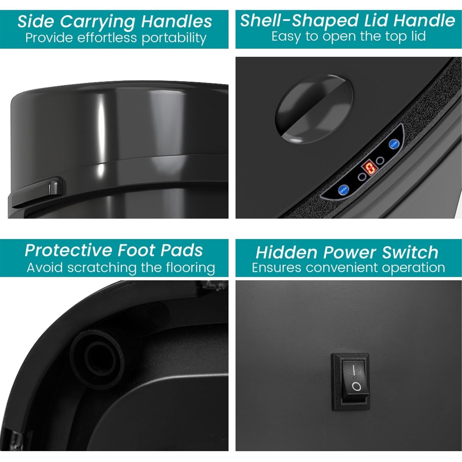 58L Automatic Sensor Kitchen Bin Touchless Soft Close Black