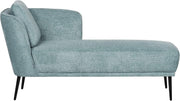 Blue Left Hand Chaise Lounge | Retro Style + Cushion + Metal Legs