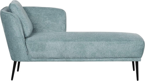 Blue Left Hand Chaise Lounge | Retro Style + Cushion + Metal Legs