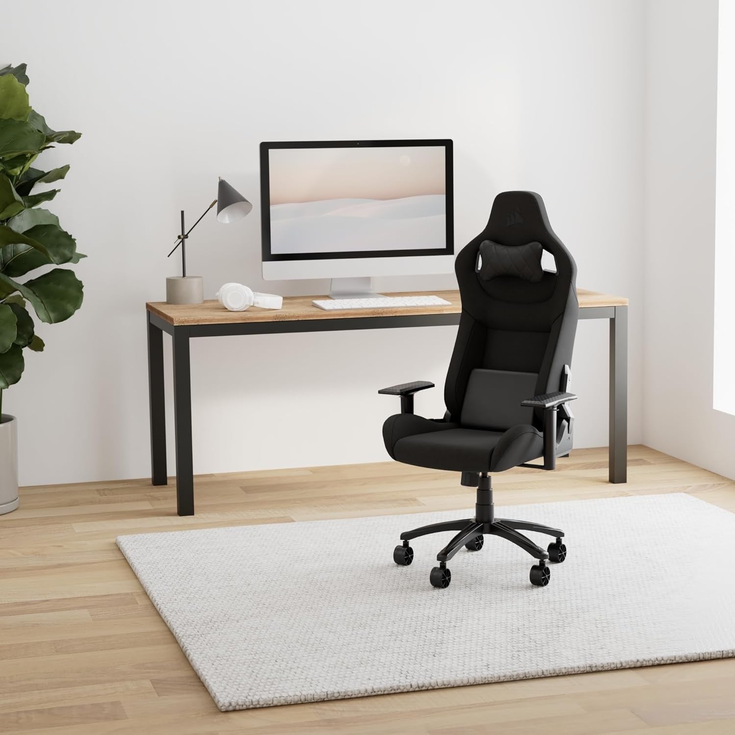 Ergonomic Gaming Chair Fabric Racing Style w/ Lumbar & Neck Support