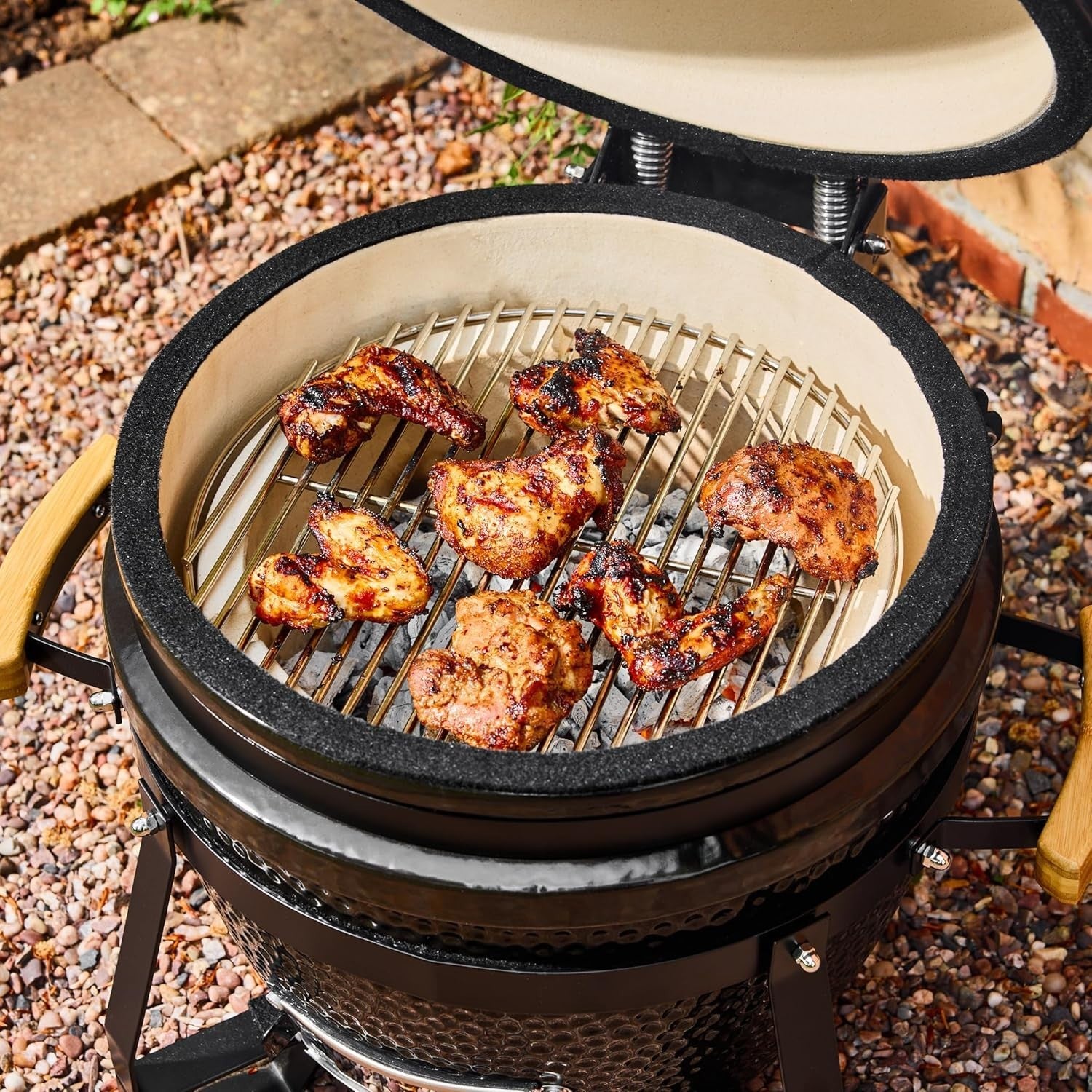 15" Ceramic Charcoal BBQ Grill with Stand & Cover – Kamado Egg Smoker