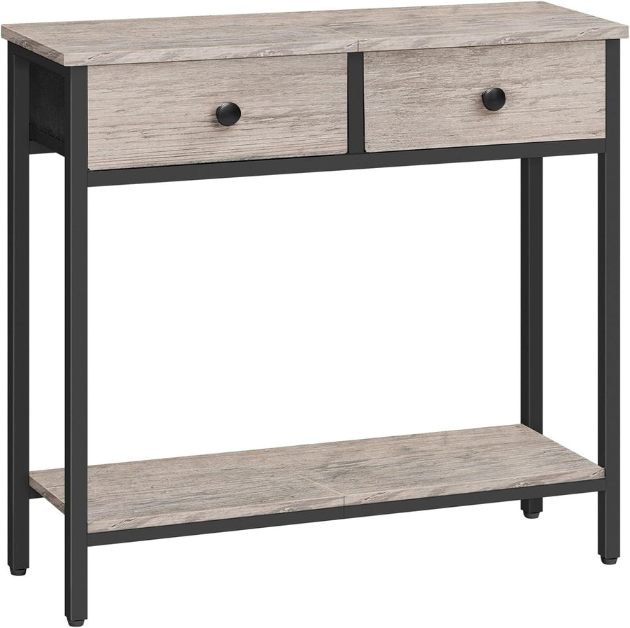 Slim Narrow Console Table with 2 Drawers & Lower Shelf for Small Spaces