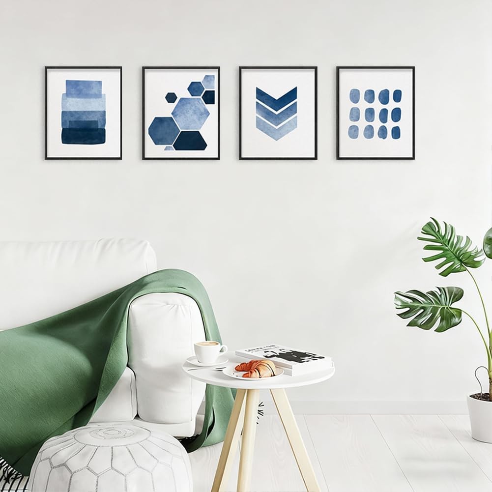 Blue Abstract Wall Art Prints 6pc 8x10in Unframed