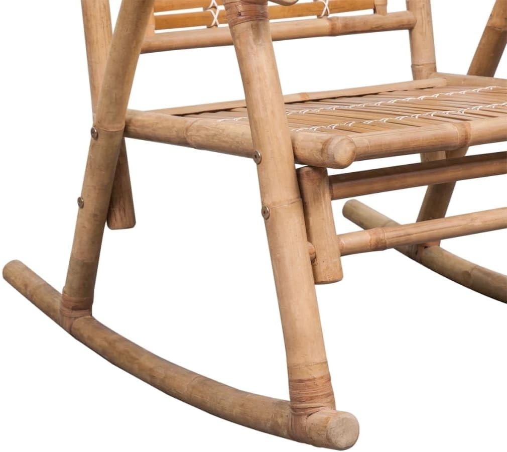 Weather-Resistant Bamboo Rocking Chair Easy Clean Natural Indoor Outdoor