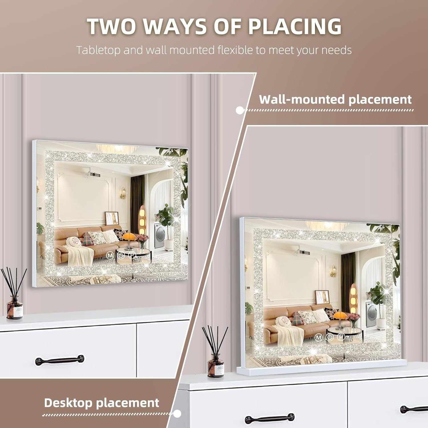 Hollywood Makeup Mirror LED Touch Vanity Light Wall/Tabletop 46x58cm