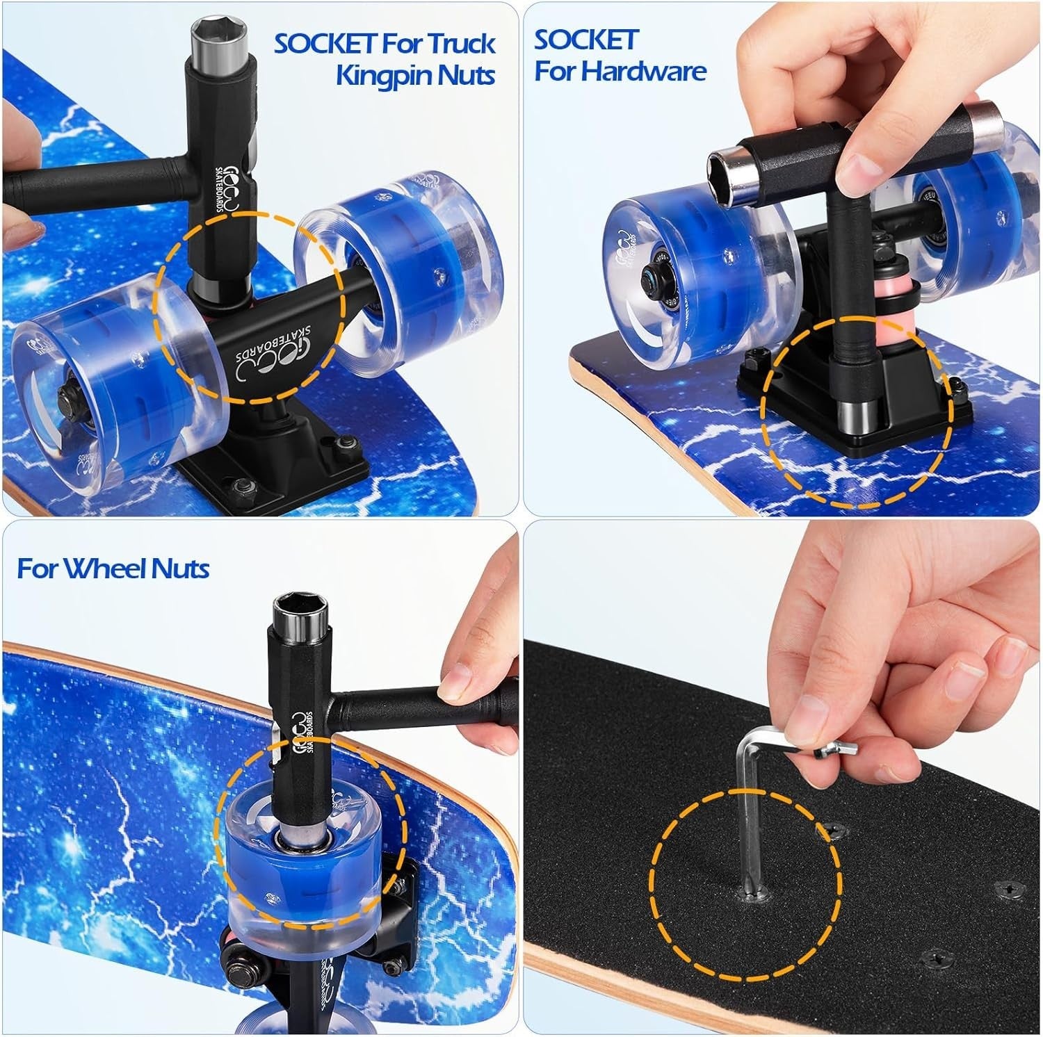 31" Complete Skateboard Lightning Design Maple Deck LED Wheels Youth Adult