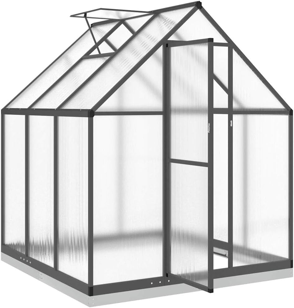 Walk-In Aluminium Greenhouse 169x169x202cm Anthracite UV Polycarbonate Panels