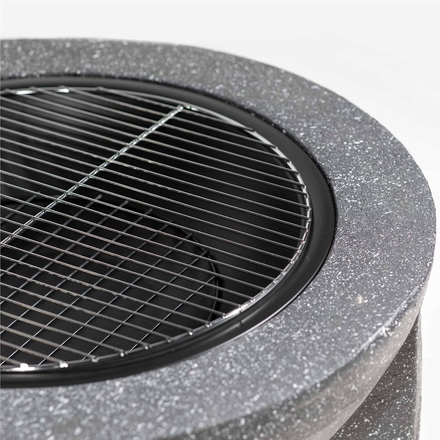 75cm Outdoor Round Fire Pit BBQ Grill with Mesh Safety Lid & Heat-Resistant