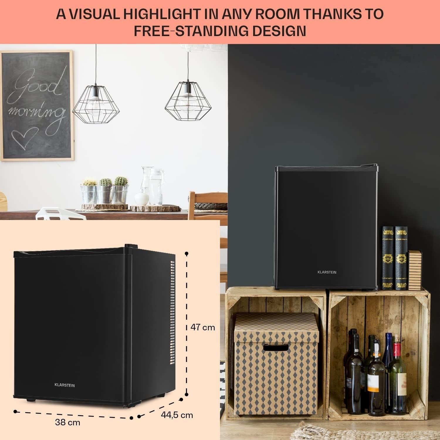 30L Mini Fridge Black Portable Cooler and Drinks Fridge Adjustable Shelves