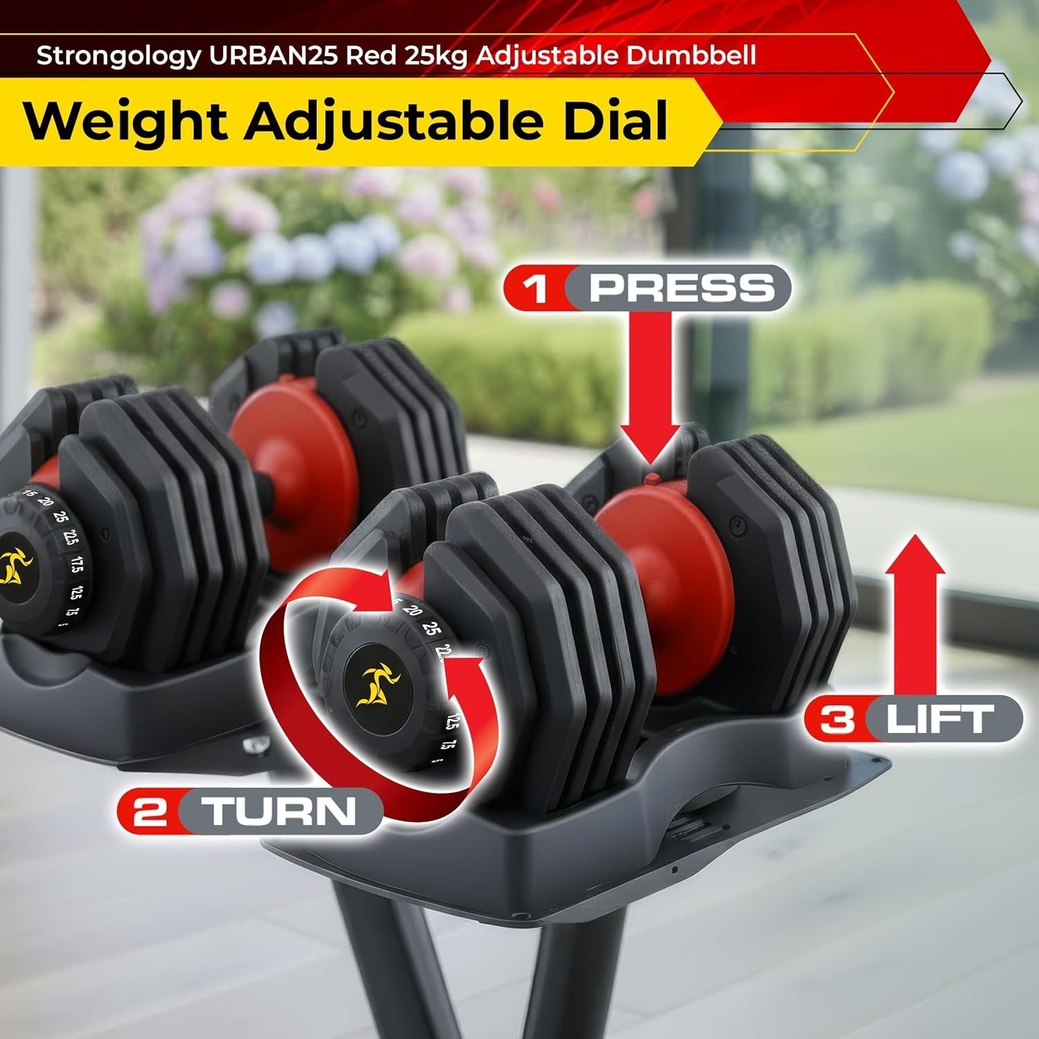 2.5–25KG Adjustable Smart Dumbbells Pair Dial System Non-Slip Home Gym