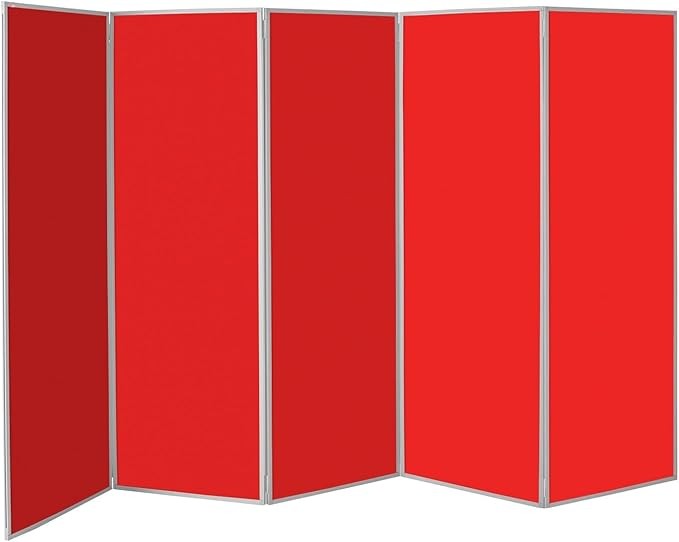 5 Panel Folding Room Divider 180×300cm – Office Exhibition Privacy Screen Red