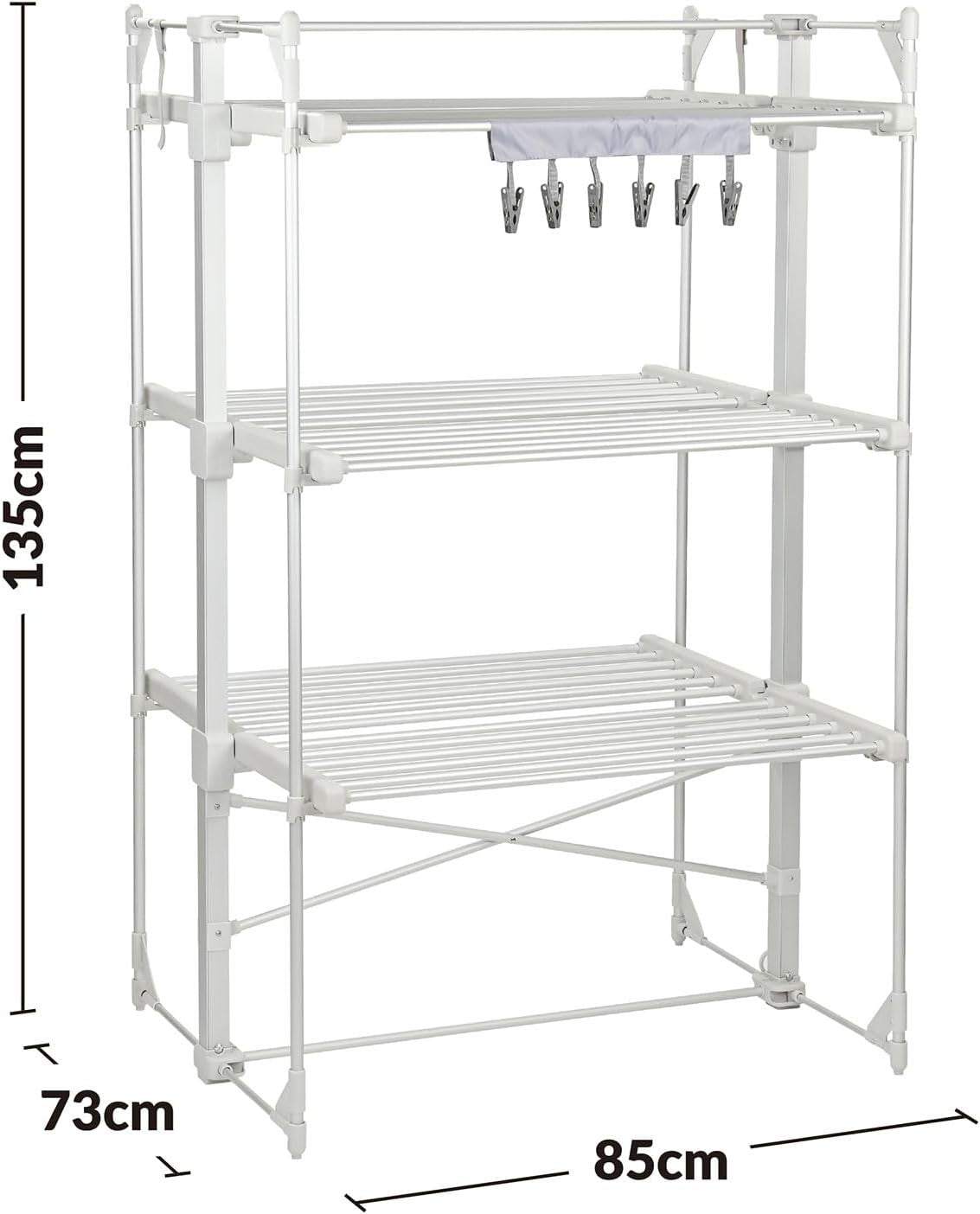 XL Heated Clothes Airer 3 Tier Square Electric Indoor Drying Rack 36 Rails 400W