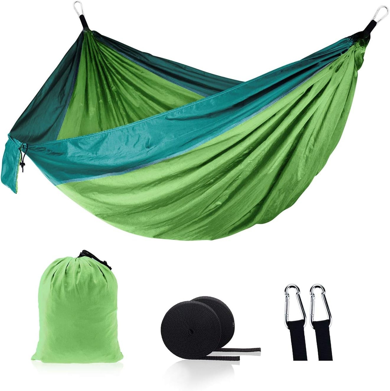 Double Camping Hammock for 2 Portable Nylon Lightweight, Quick Setup Fruit Green