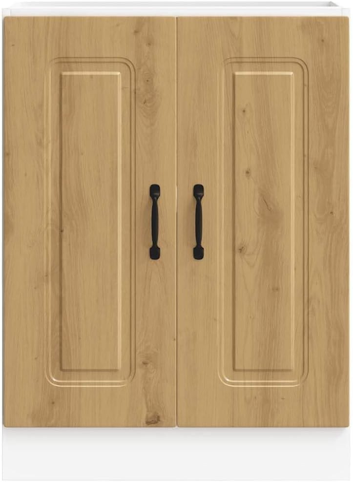 Natural Oak Bathroom Vanity Cabinet 60cm Under Sink Storage Unit  Double