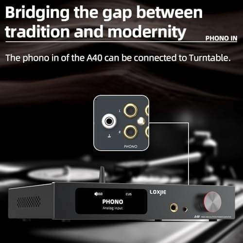 A40 Hi-Res Audio Amplifier Bluetooth Vinyl PHONO EQ Bass Output 1.0