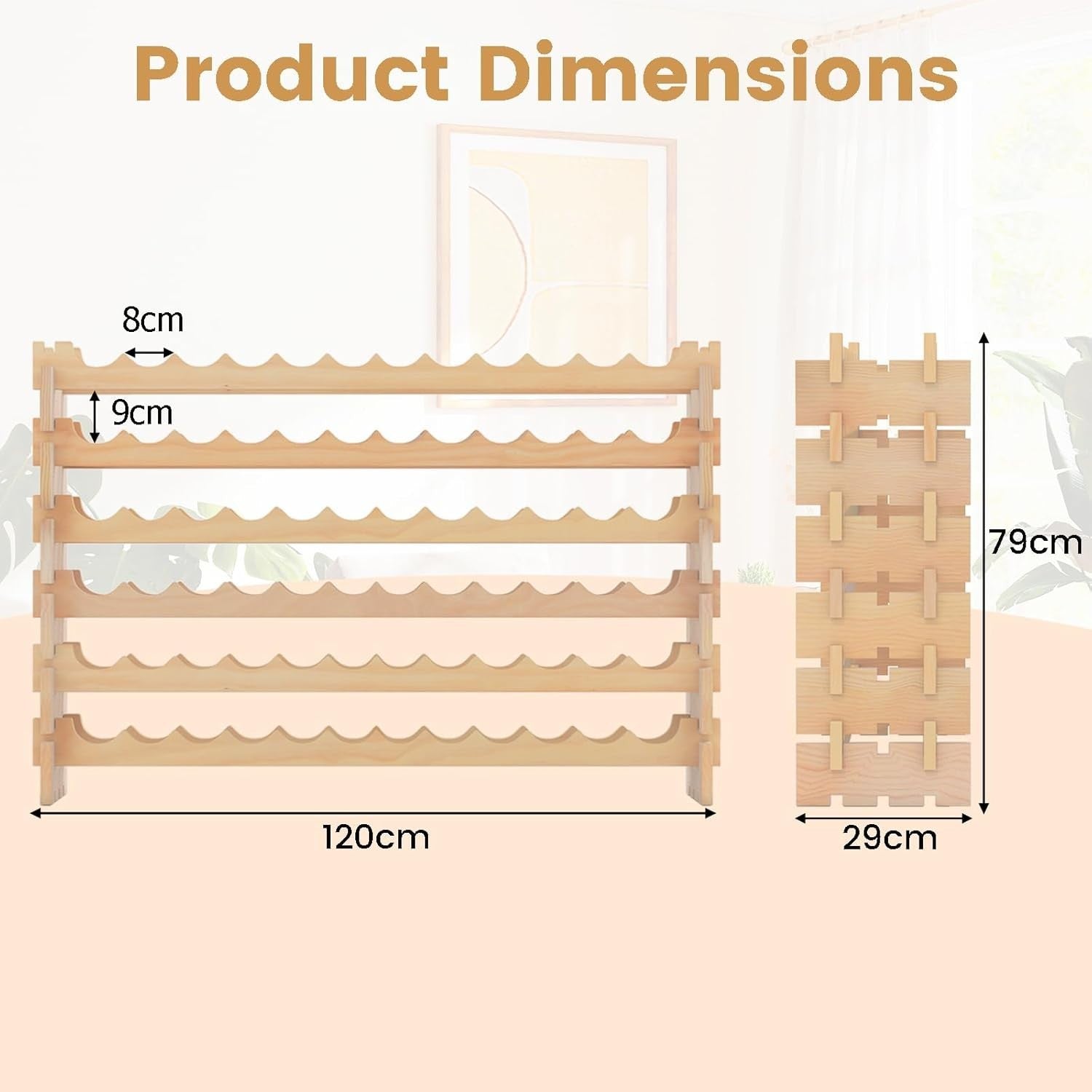 Large Wooden Wine Rack 72 Bottle Storage Shelf | Freestanding Stackable Pine