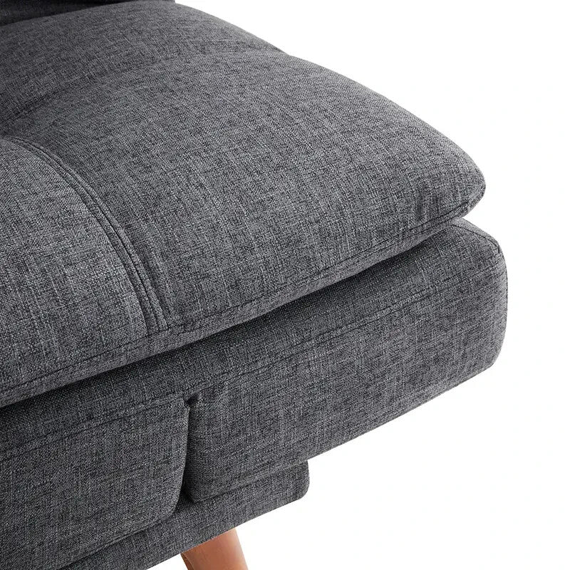 Dark Grey Fabric Sofa Bed 3 Seater with Recline & Adjustable Armrests