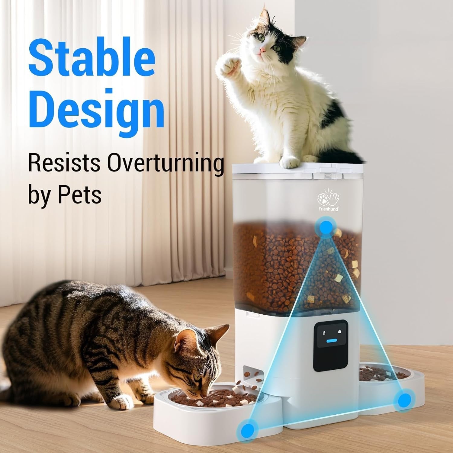 Automatic Cat Feeder 2 Cats WiFi App Control 7L Dual Bowl Slow Feed
