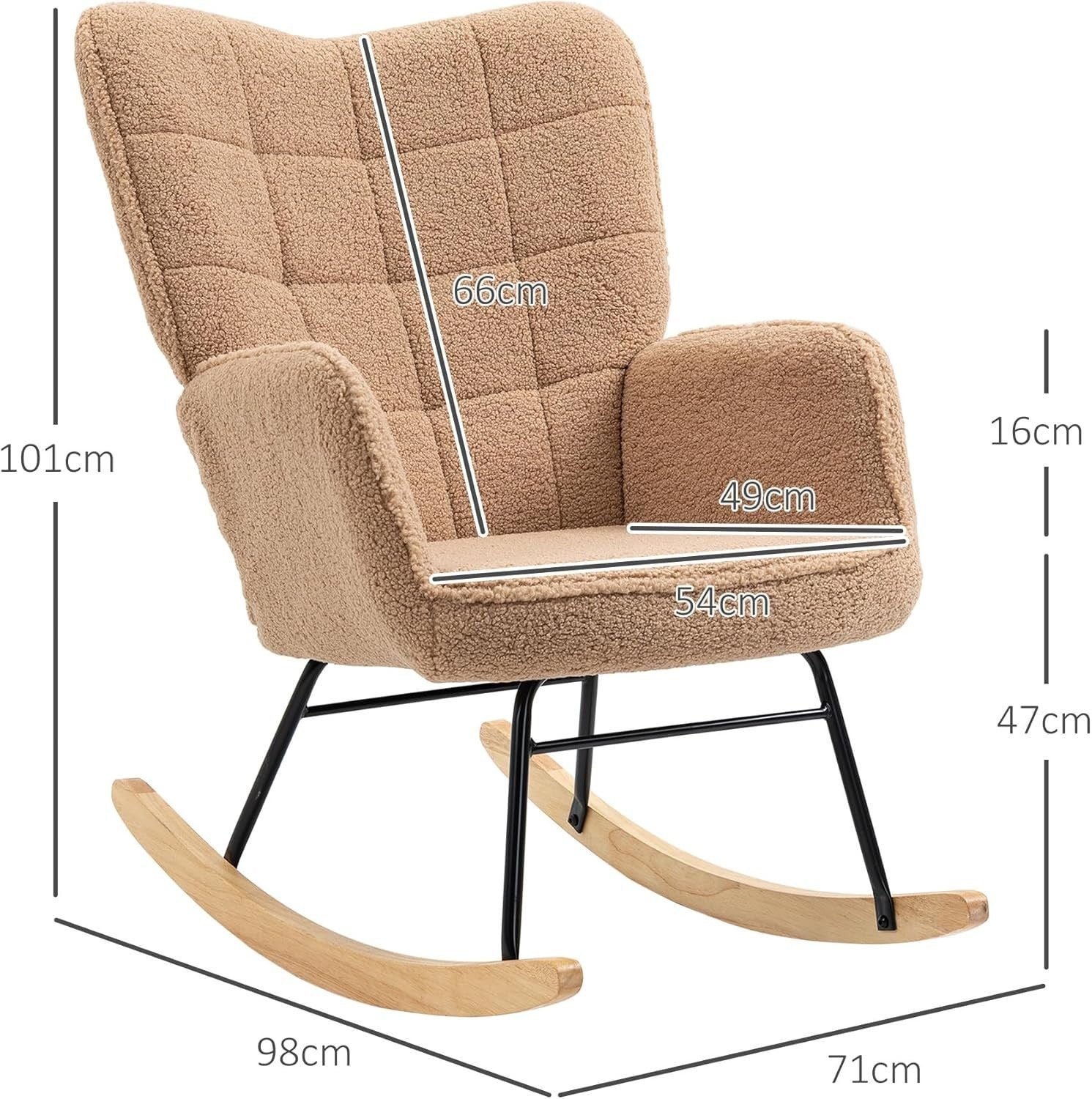 Modern Wingback Rocking Chair Fleece Glider – Comfy Armchair for Nursery