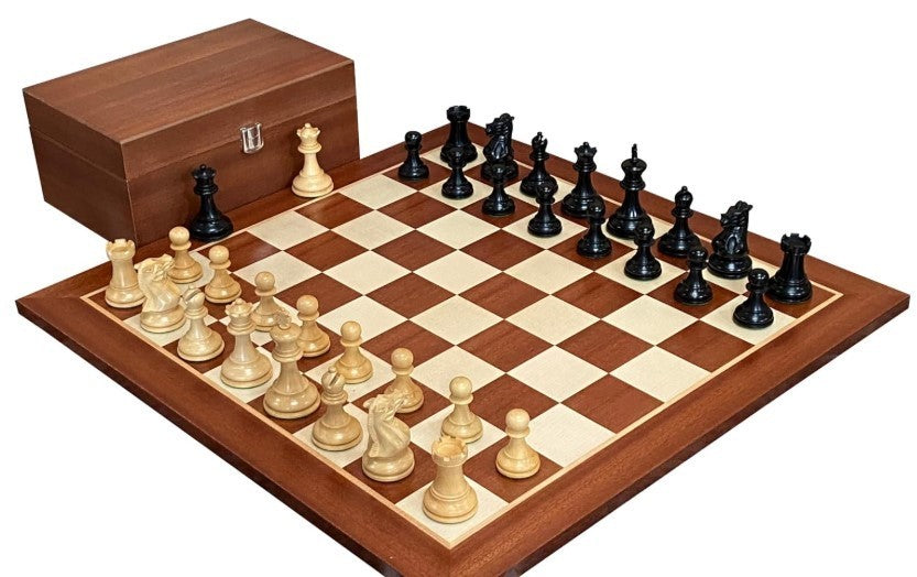 Luxury Mahogany Chess Set with Weighted Pieces & Wooden Storage Box