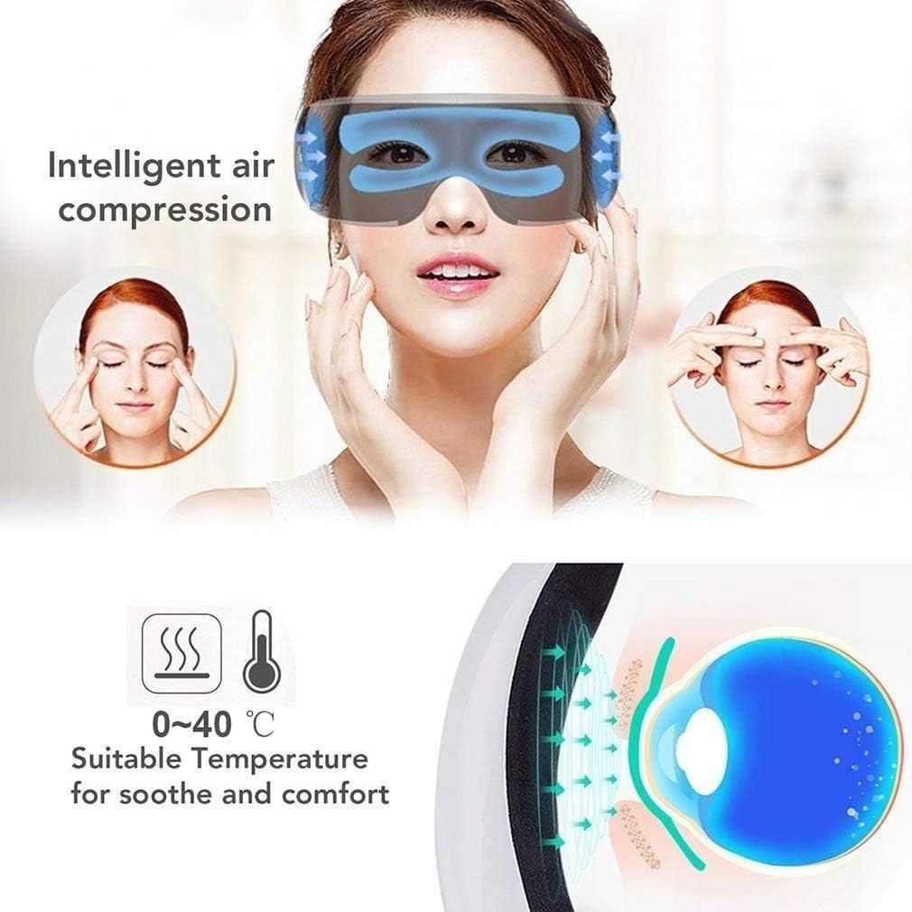 Wireless Heated Eye Mask Massager Air Pressure Bluetooth Music