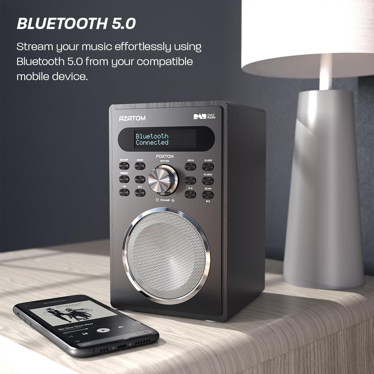 Black DAB DAB+ FM Digital Radio Bluetooth Dual Alarm Sleep Timer USB