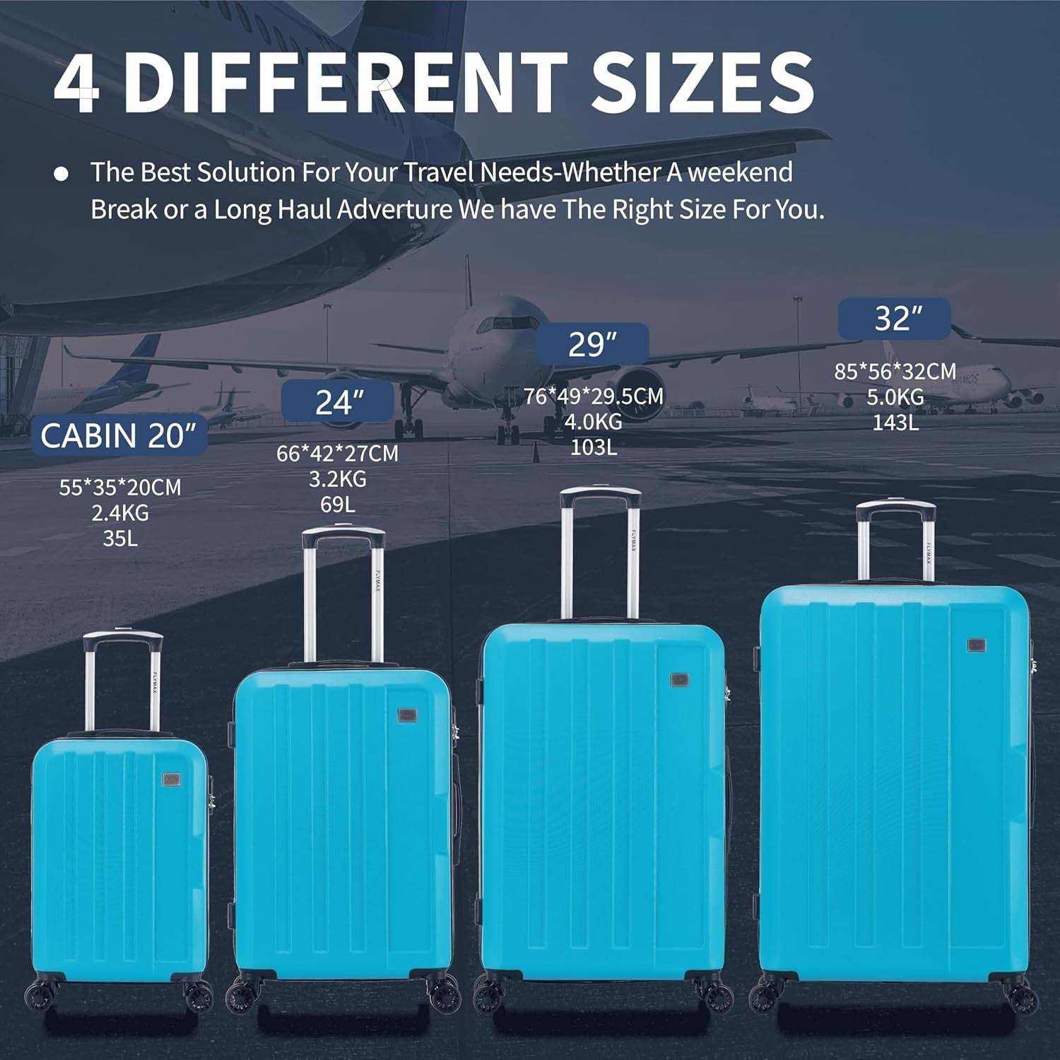 Extra Large Hold Travel Case 32 Inch ABS Hard Shell Ultra Light Spinner 138L