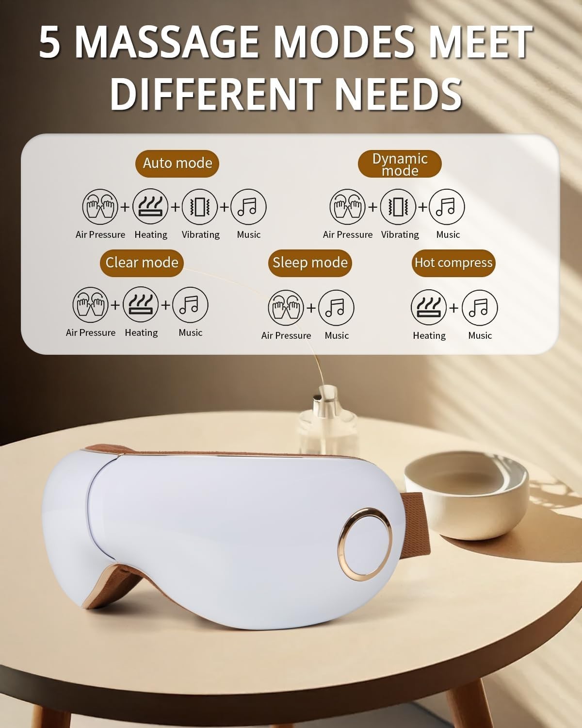 Heated Eye Massager Foldable Air Compression Vibration Mask