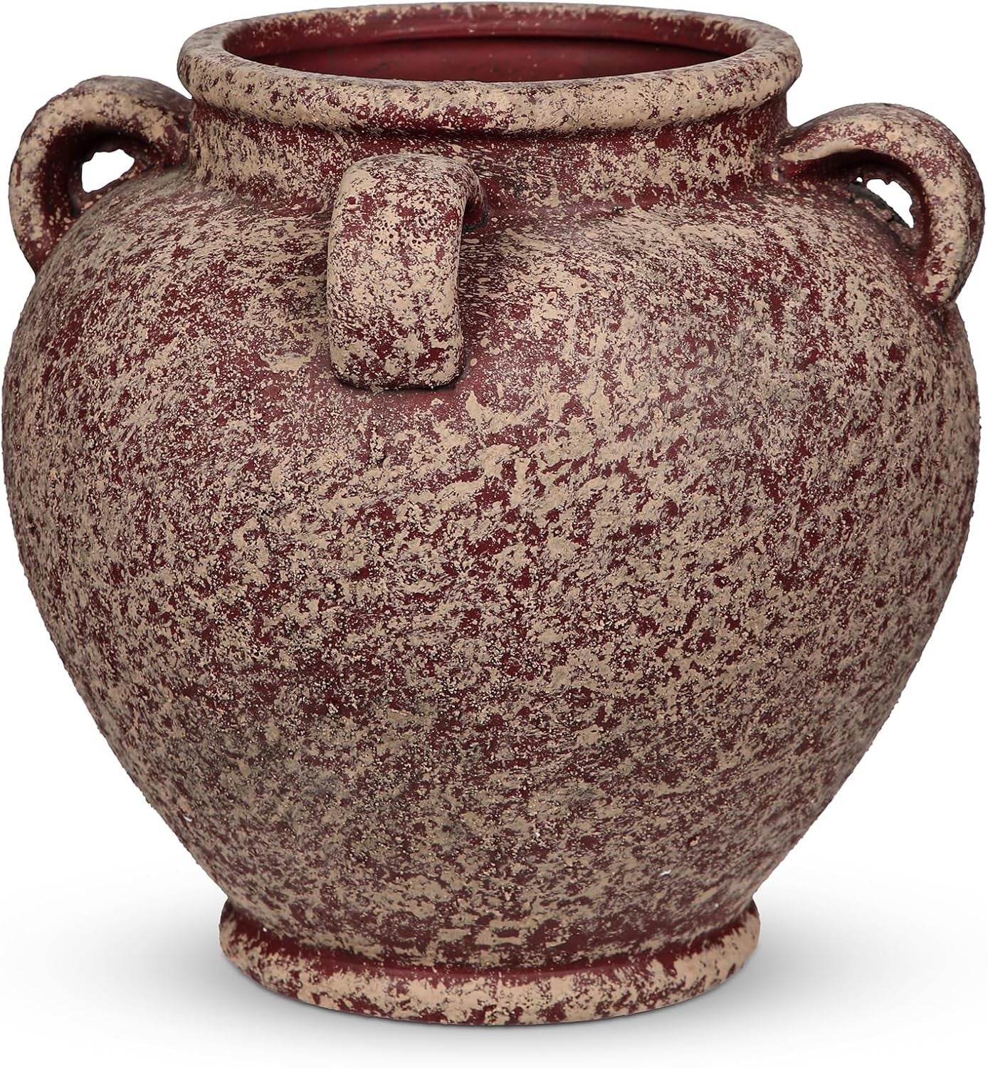 Rustic Ceramic Vase with Handles Farmhouse Table Centrepiece Decor