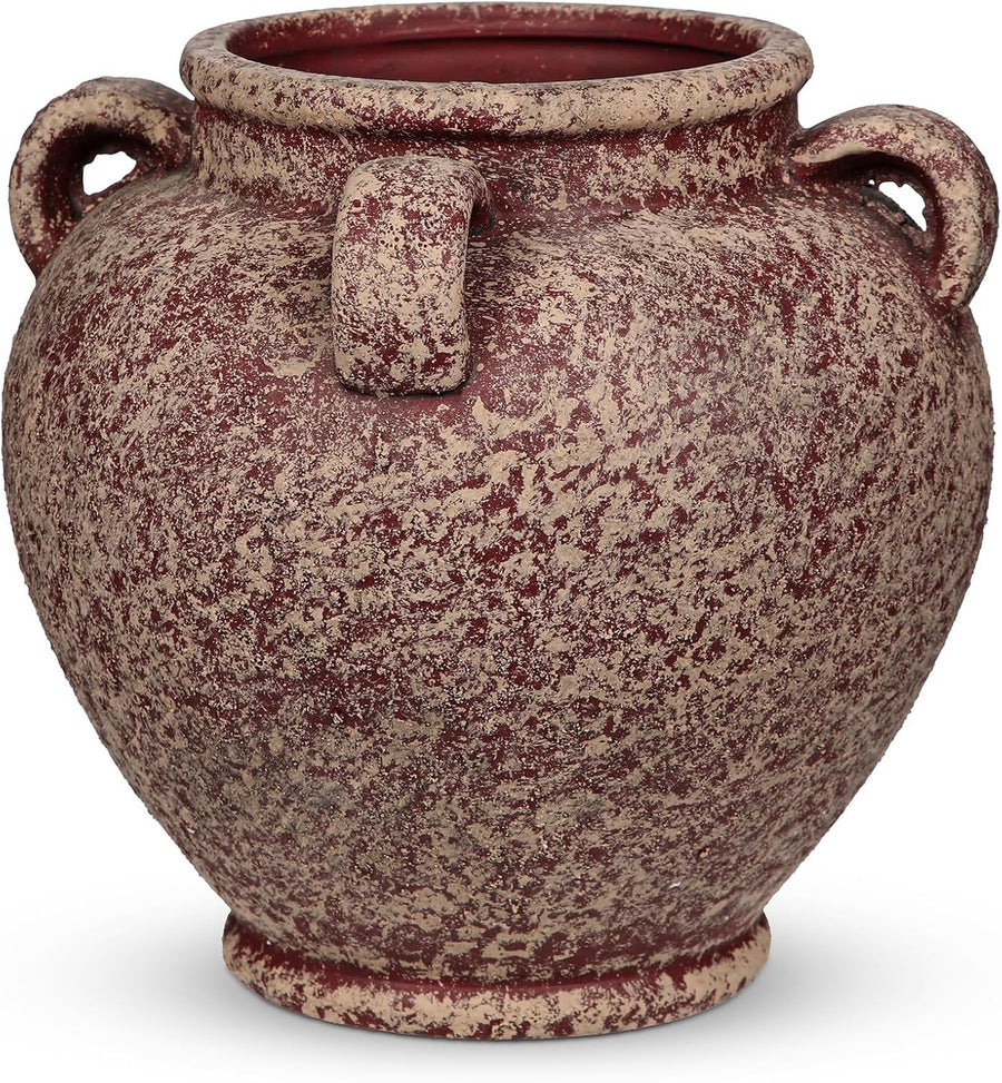 Rustic Ceramic Vase with Handles Farmhouse Table Centrepiece Decor