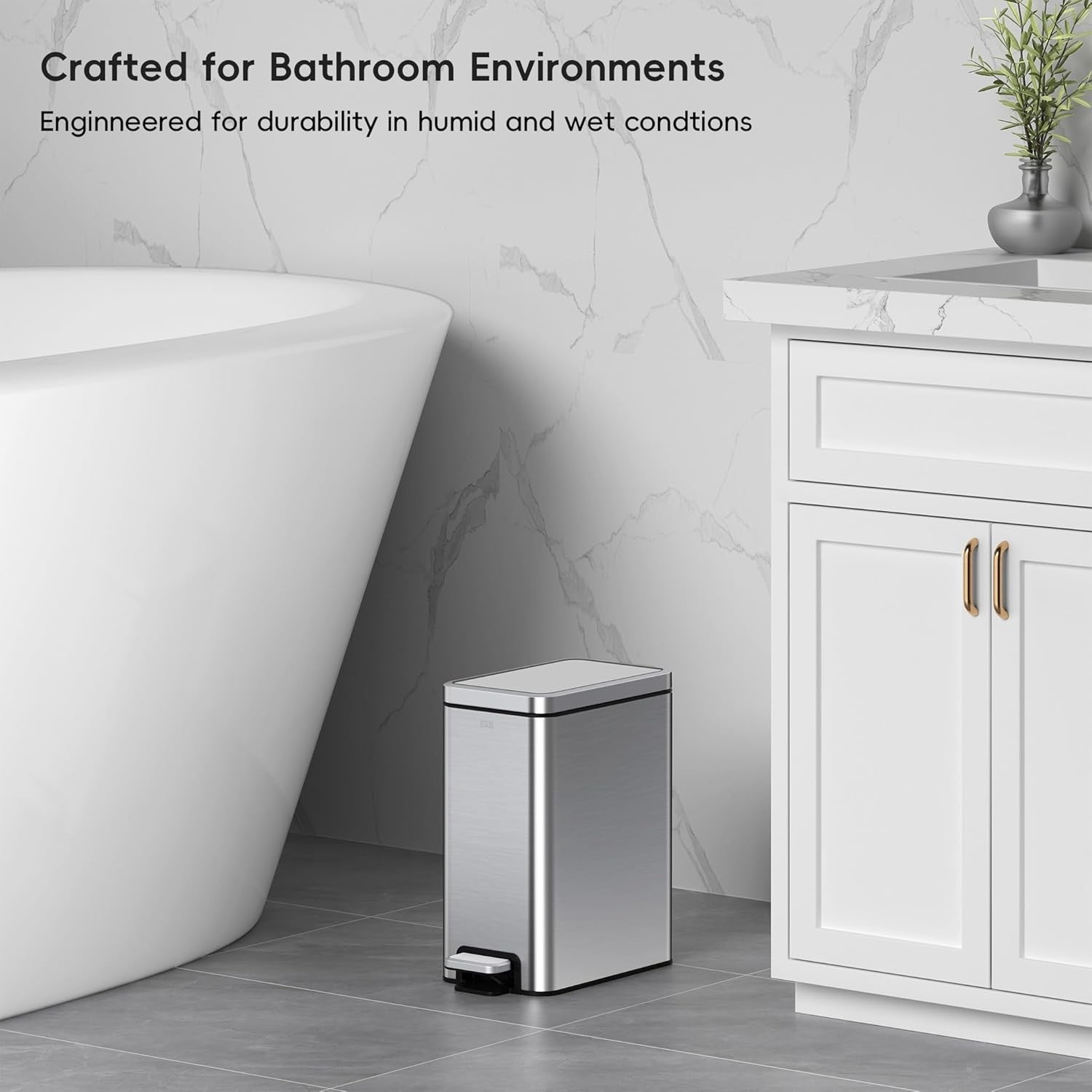 6L Slim Stainless Steel Pedal Bin – Fingerprint-Resistant Trash Can
