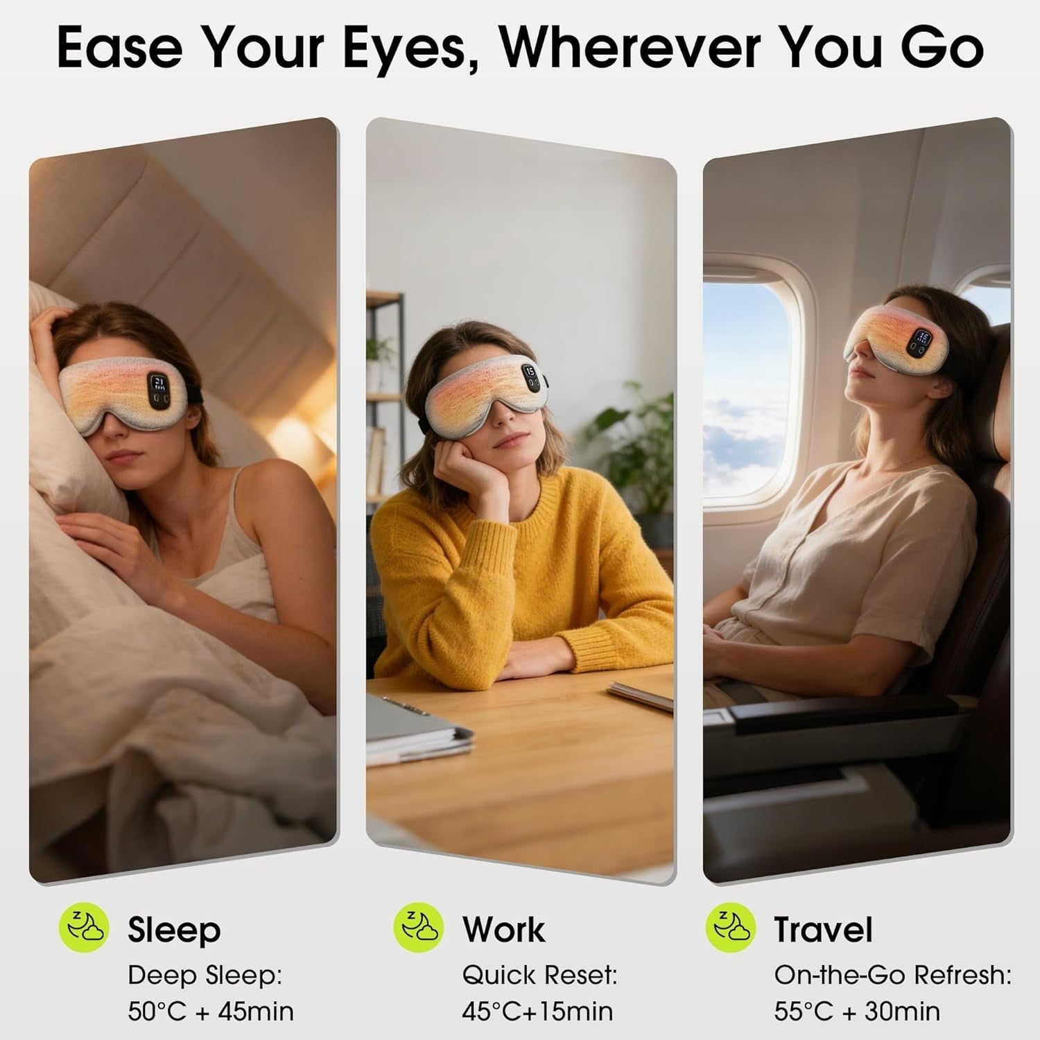 Cordless Heated Eye Mask Dry Eye Relief Sleep Blackout